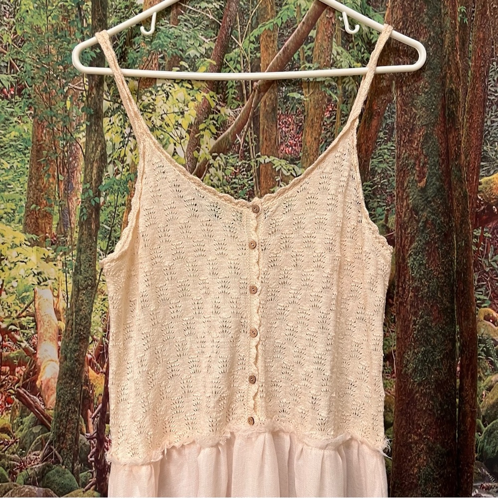 Free People Intimately cream off white sheer lightweight summer dress medium NWT - Picture 2 of 11